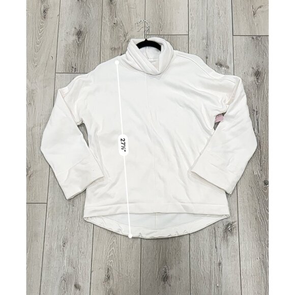 Athleta XS White Turtleneck Pullover Sweatshirt Minimalist Athleisure - Picture 4 of 5